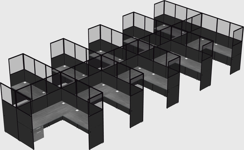 Shared l-shaped cubicle