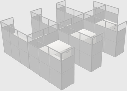 Shared l-shaped cubicle