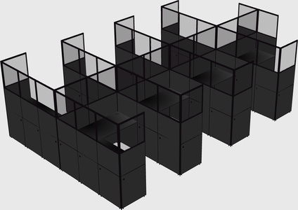 Shared l-shaped cubicle
