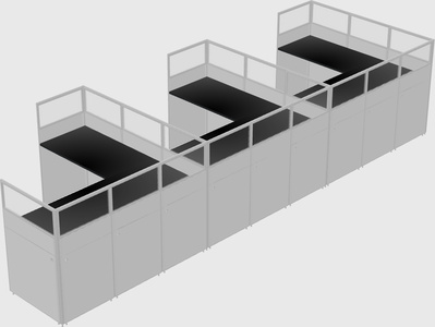 Shared l-shaped cubicle