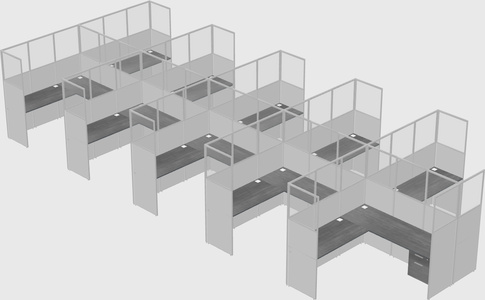 Shared l-shaped cubicle
