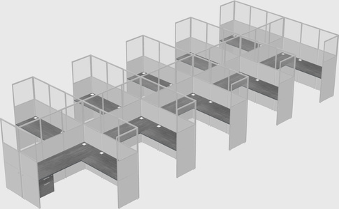 Shared l-shaped cubicle