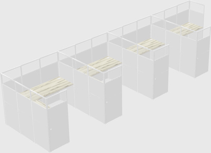 Shared l-shaped cubicle