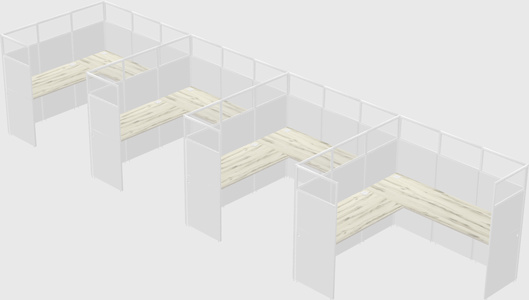 Shared l-shaped cubicle