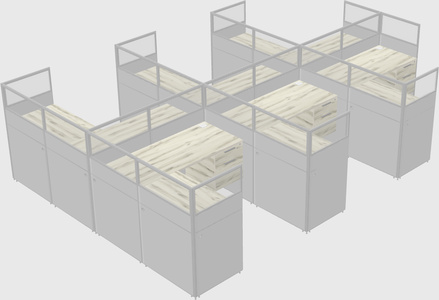 Shared l-shaped cubicle