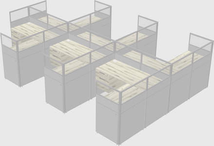 Shared l-shaped cubicle