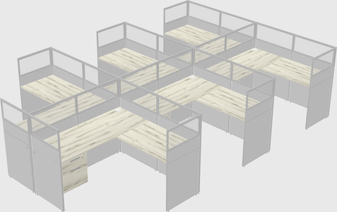 Shared l-shaped cubicle