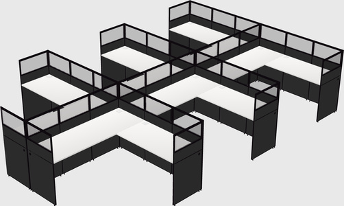 Shared l-shaped cubicle