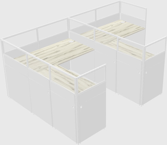 Shared l-shaped cubicle