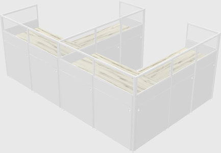 Shared l-shaped cubicle