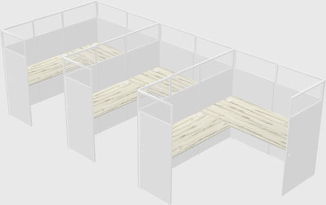 Shared l-shaped cubicle