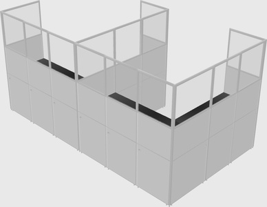 Shared l-shaped cubicle