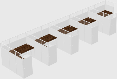 Shared l-shaped cubicle