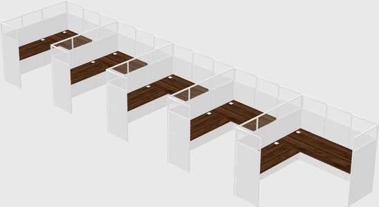 Shared l-shaped cubicle