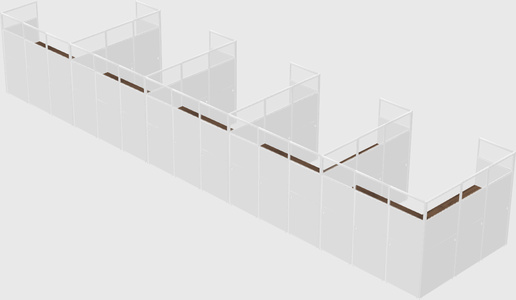 Shared l-shaped cubicle
