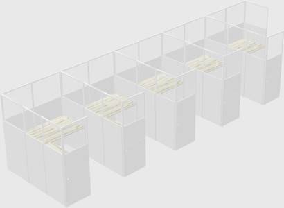 Shared l-shaped cubicle