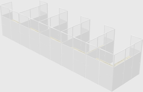 Shared l-shaped cubicle