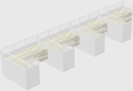 Shared l-shaped cubicle