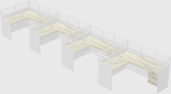 Shared l-shaped cubicle