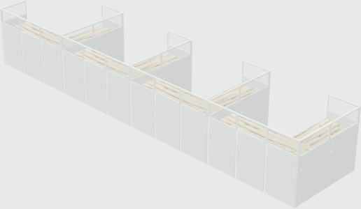 Shared l-shaped cubicle