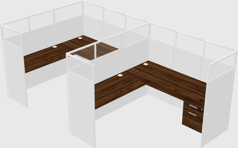 Shared l-shaped cubicle