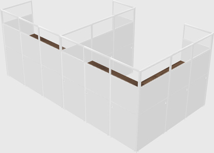 Shared l-shaped cubicle