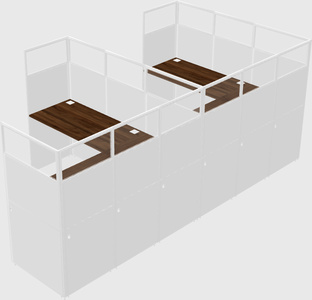 Shared l-shaped cubicle
