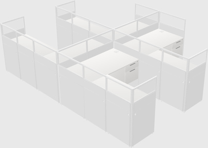 Shared l-shaped cubicle