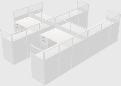 Shared l-shaped cubicle