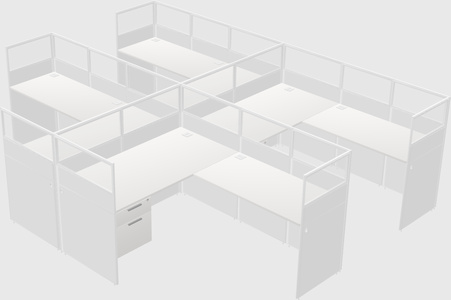 Shared l-shaped cubicle