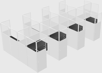 Shared l-shaped cubicle