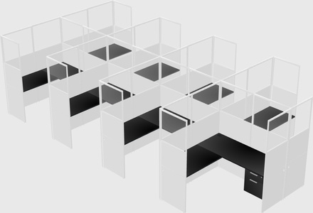 Shared l-shaped cubicle