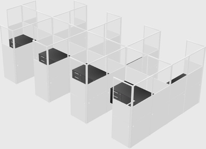 Shared l-shaped cubicle