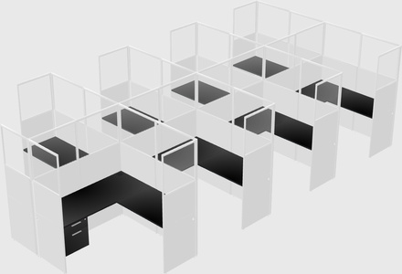 Shared l-shaped cubicle