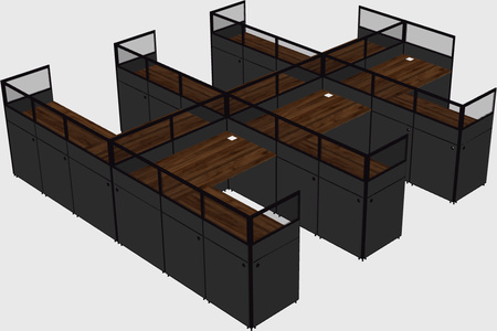Shared l-shaped cubicle