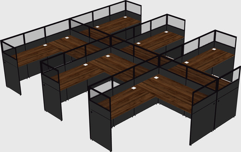 Shared l-shaped cubicle