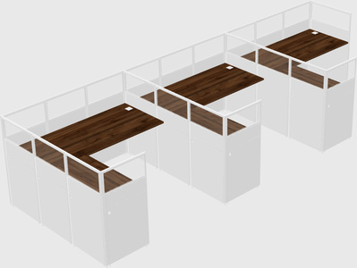 Shared l-shaped cubicle