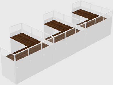 Shared l-shaped cubicle