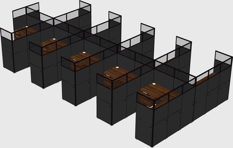 Shared l-shaped cubicle