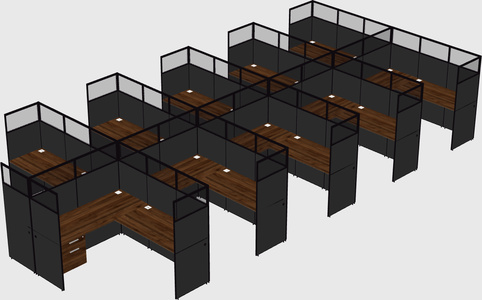 Shared l-shaped cubicle