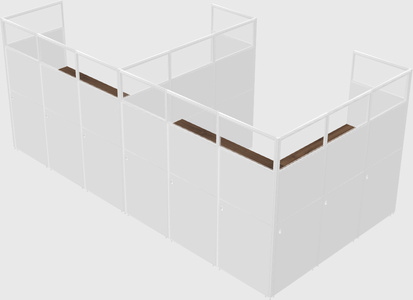 Shared l-shaped cubicle