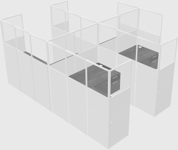 Shared l-shaped cubicle