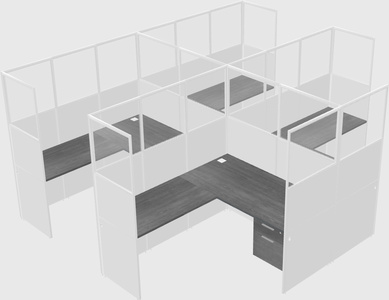 Shared l-shaped cubicle
