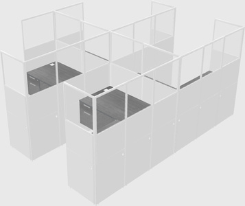 Shared l-shaped cubicle