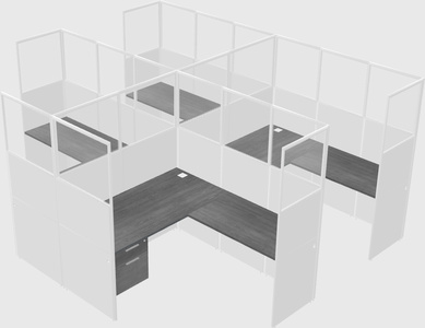 Shared l-shaped cubicle