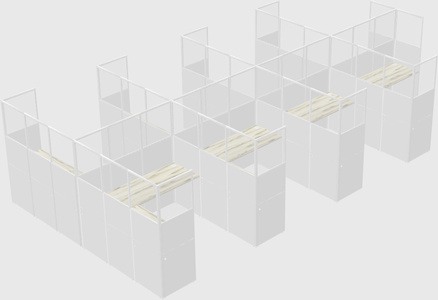 Shared l-shaped cubicle