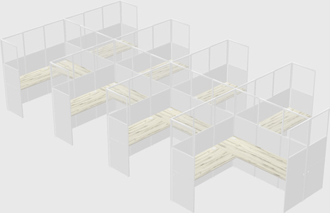 Shared l-shaped cubicle