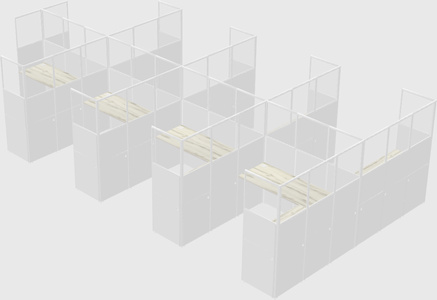 Shared l-shaped cubicle
