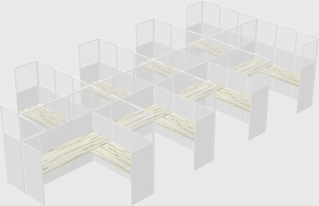 Shared l-shaped cubicle