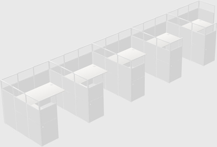 Shared l-shaped cubicle
